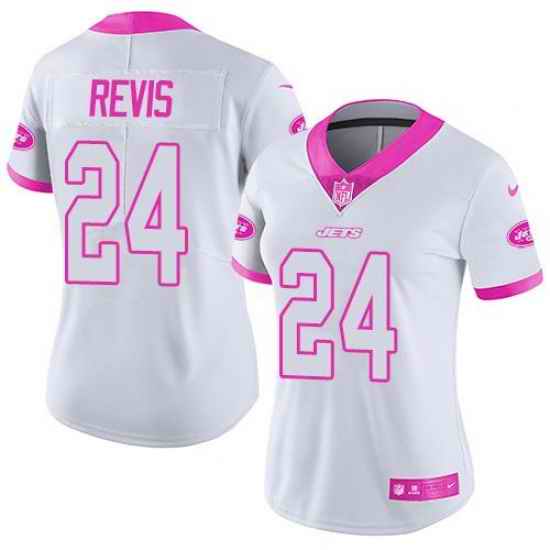 Nike Jets #24 Darrelle Revis White ink Womens Stitched NFL Limited Rush Fashion Jersey